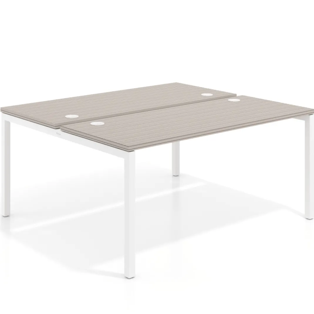 Mesa oficina multipuesto bench Kube fondo 142cm estructura blanca