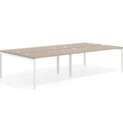 Mesa oficina multipuesto bench Kube doble, fondo 166 cm, estructura blanco
