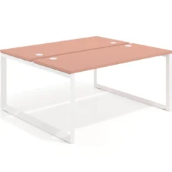 Mesa oficina multipuesto bench Delta fondo 142cm estructura blanca