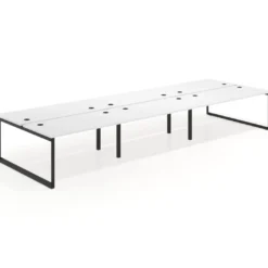 Mesa oficina multipuesto bench Delta triple, fondo 166cm estructura negra
