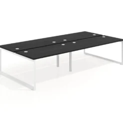 Mesa oficina multipuesto bench Delta doble, fondo 166cm estructura blanca