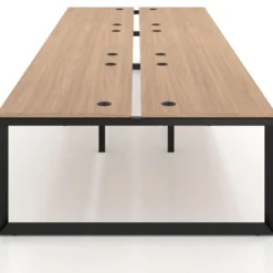 Mesa oficina multipuesto bench Delta triple, fondo 166cm estructura negra