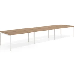 Mesa oficina multipuesto bench triple Kube, fondo 126 cm, estructura blanco