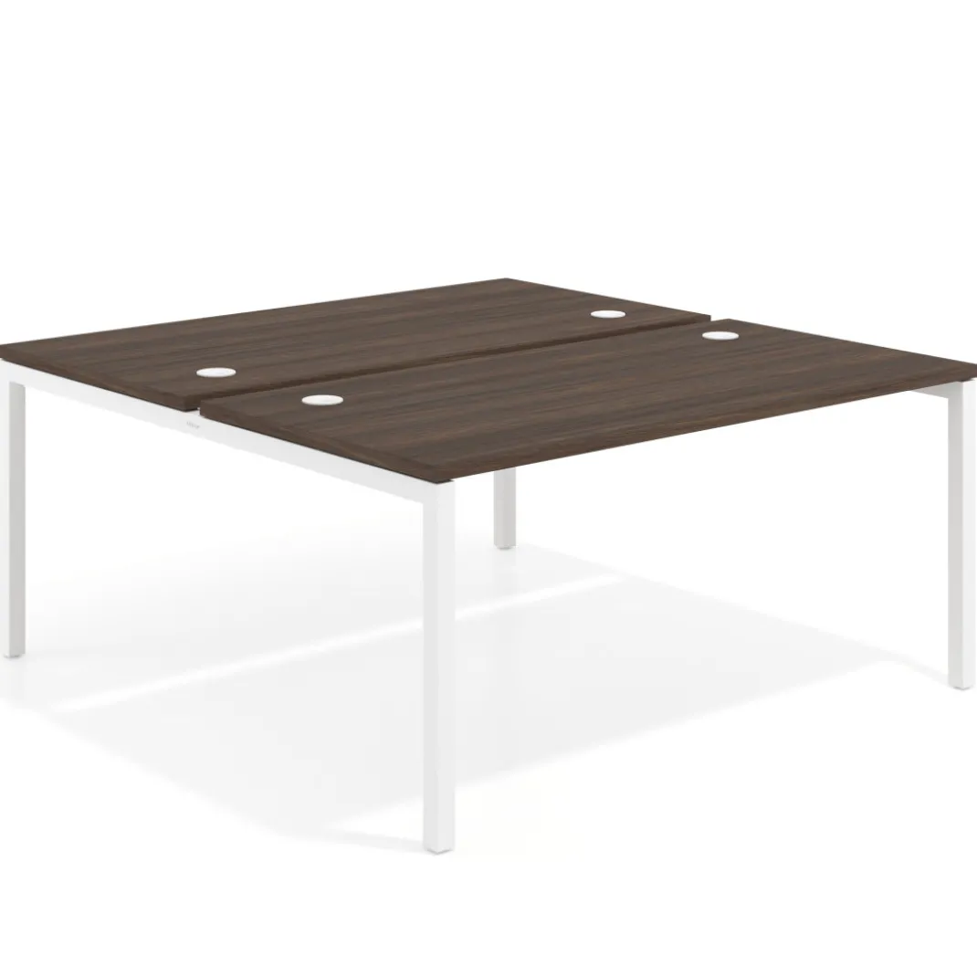 Mesa oficina multipuesto bench Kube fondo 166 cm estructura blanca