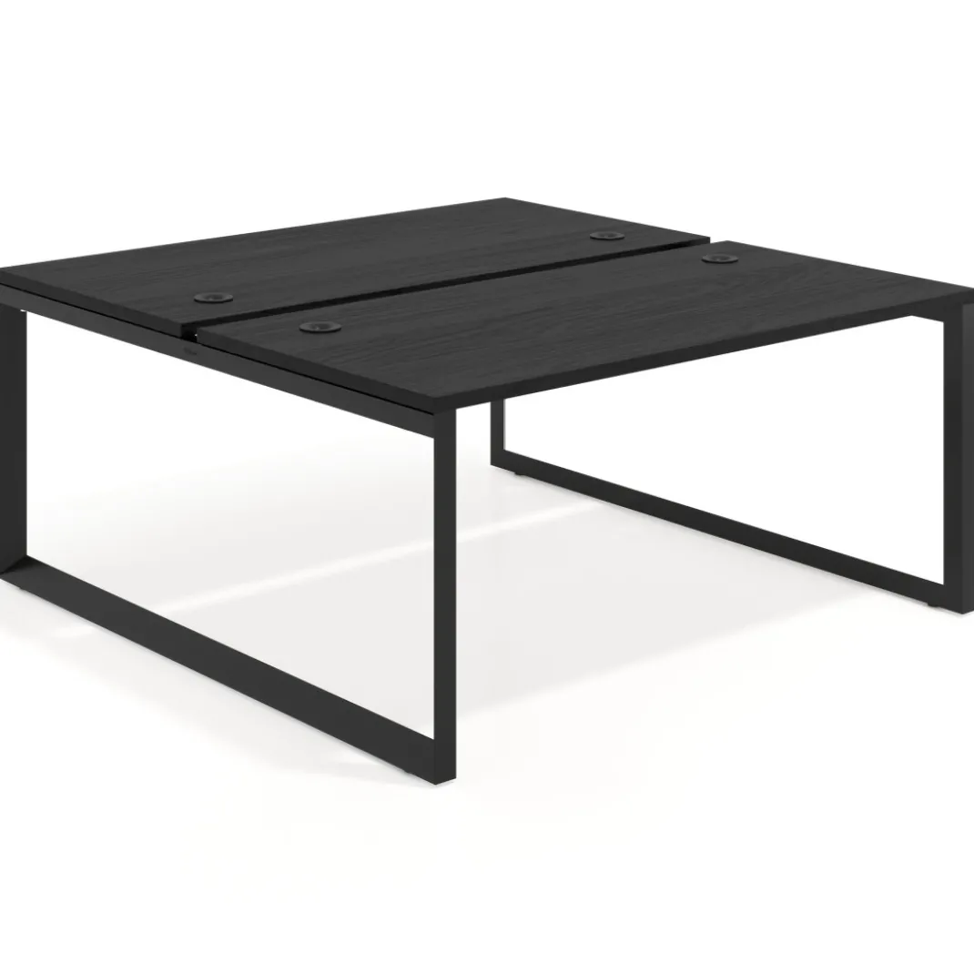 Mesa oficina multipuesto bench Delta fondo 166cm estructura negra