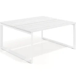 Mesa oficina multipuesto bench Delta fondo 142cm estructura blanca
