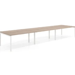 Mesa oficina multipuesto bench triple Kube, fondo 126 cm, estructura blanco