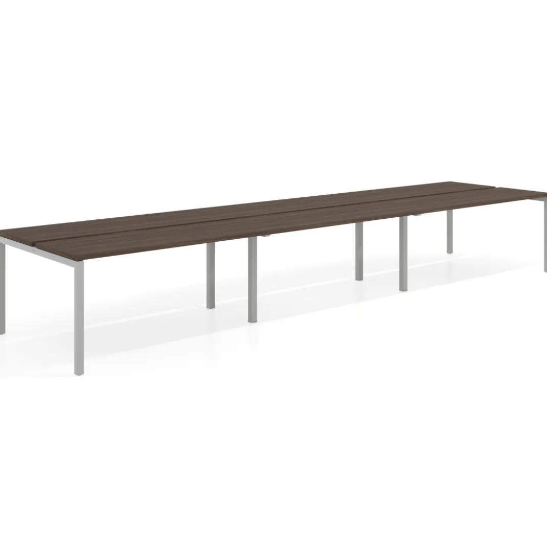 Mesa oficina multipuesto bench triple Kube, fondo 126 cm, estructura aluminio