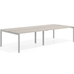 Mesa oficina multipuesto bench doble Kube, fondo 142cm, estructura aluminio