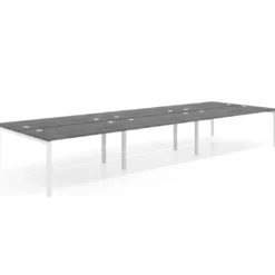Mesa oficina multipuesto bench Kube triple, fondo 166 cm, estructura blanco