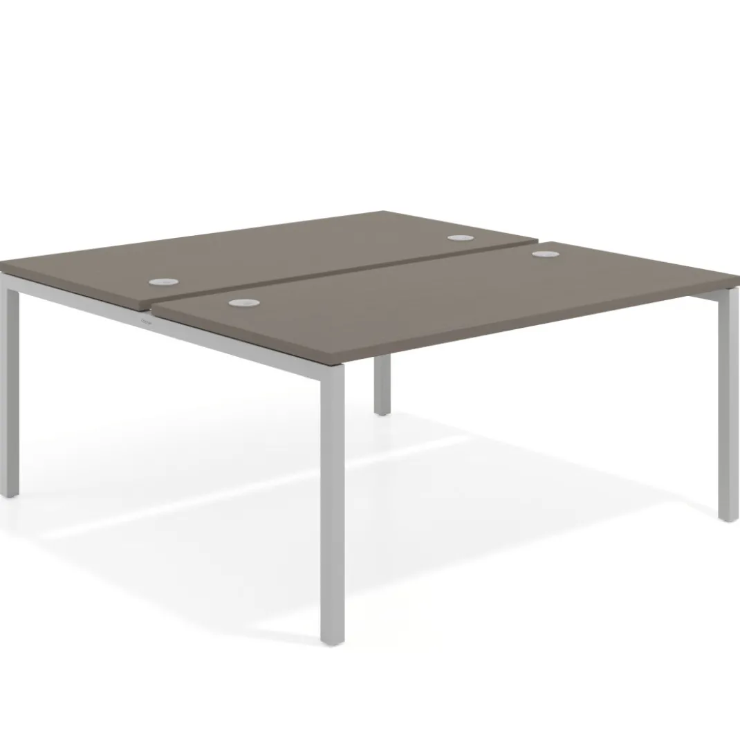 Mesa oficina multipuesto bench Kube fondo 166 cm estructura aluminio