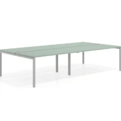 Mesa oficina multipuesto bench Kube doble, fondo 166 cm, estructura aluminio