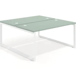 Mesa oficina multipuesto bench Delta fondo 166cm estructura blanca