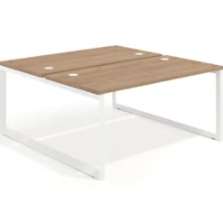 Mesa oficina multipuesto bench Delta fondo 166cm estructura blanca