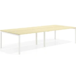 Mesa oficina multipuesto bench doble Kube, fondo 142cm, estructura blanco