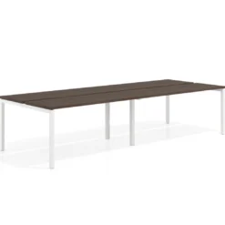 Mesa oficina multipuesto bench doble Kube, fondo 126 cm, estructura blanco
