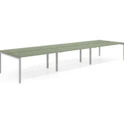 Mesa oficina multipuesto bench triple Kube, fondo 142cm, estructura aluminio
