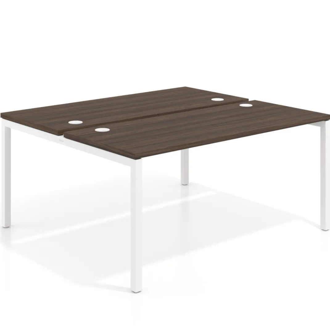 Mesa oficina multipuesto bench Kube fondo 142cm estructura blanca