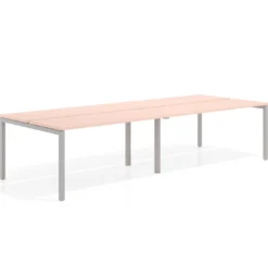 Mesa oficina multipuesto bench doble Kube, fondo 126 cm, estructura aluminio