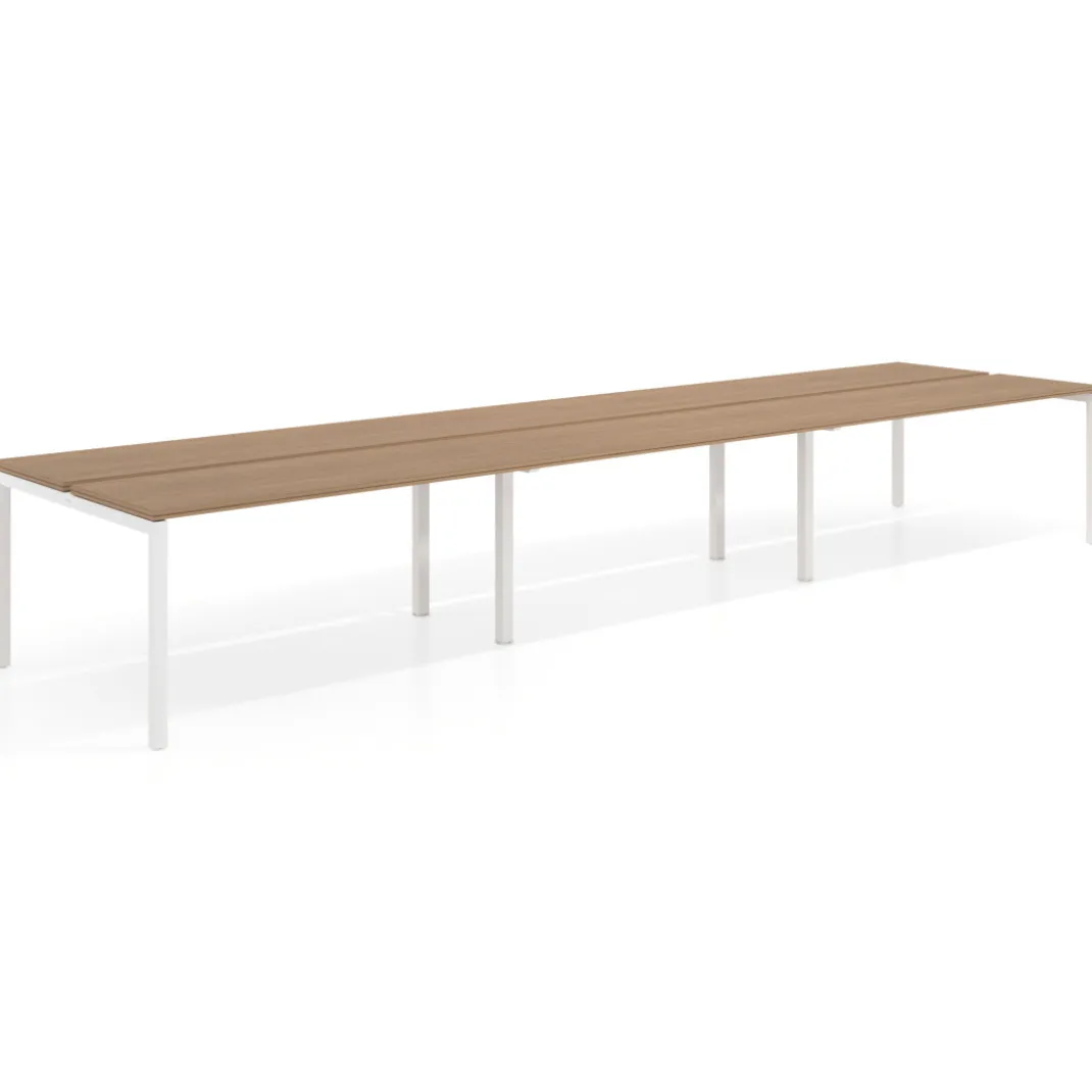 Mesa oficina multipuesto bench triple Kube, fondo 126 cm, estructura blanco