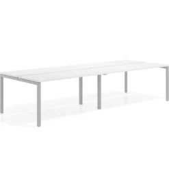 Mesa oficina multipuesto bench doble Kube, fondo 126 cm, estructura aluminio