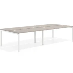 Mesa oficina multipuesto bench doble Kube, fondo 142cm, estructura blanco
