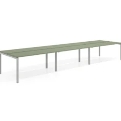 Mesa oficina multipuesto bench triple Kube, fondo 126 cm, estructura aluminio