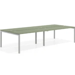 Mesa oficina multipuesto bench doble Kube, fondo 142cm, estructura aluminio