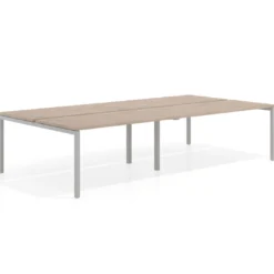 Mesa oficina multipuesto bench Kube doble, fondo 166 cm, estructura aluminio
