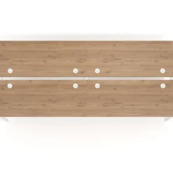 Mesa oficina multipuesto bench doble Kube, fondo 142cm, estructura blanco
