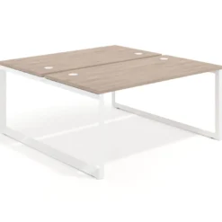 Mesa oficina multipuesto bench Delta fondo 166cm estructura blanca