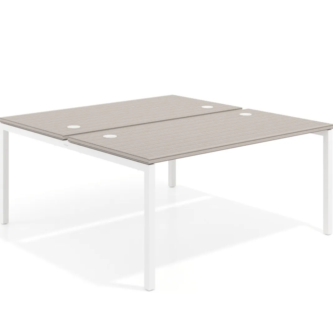 Mesa oficina multipuesto bench Kube fondo 166 cm estructura blanca