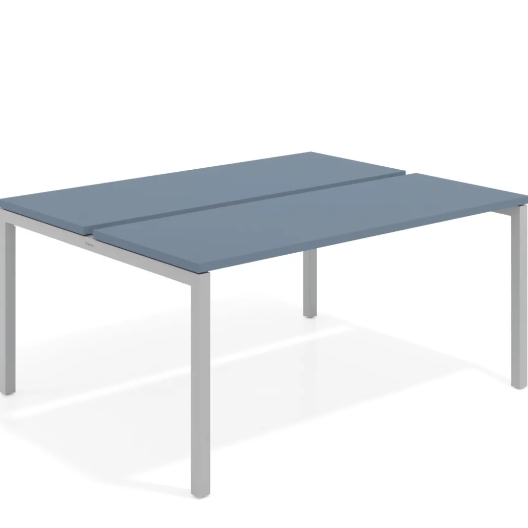 Mesa oficina multipuesto bench Kube fondo 126 cm estructura aluminio