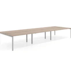 Mesa oficina multipuesto bench Kube triple, fondo 166 cm, estructura aluminio
