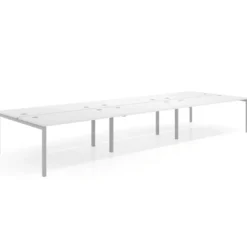 Mesa oficina multipuesto bench Kube triple, fondo 166 cm, estructura aluminio