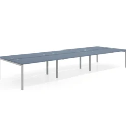 Mesa oficina multipuesto bench Kube triple, fondo 166 cm, estructura aluminio