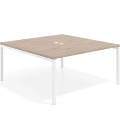 Mesa para coworking encimera continua fondo 166 cm estructura blanco