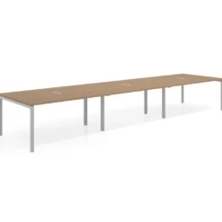 Mesa para coworking encimera continua triple Kube, fondo 126 cm, estructura aluminio
