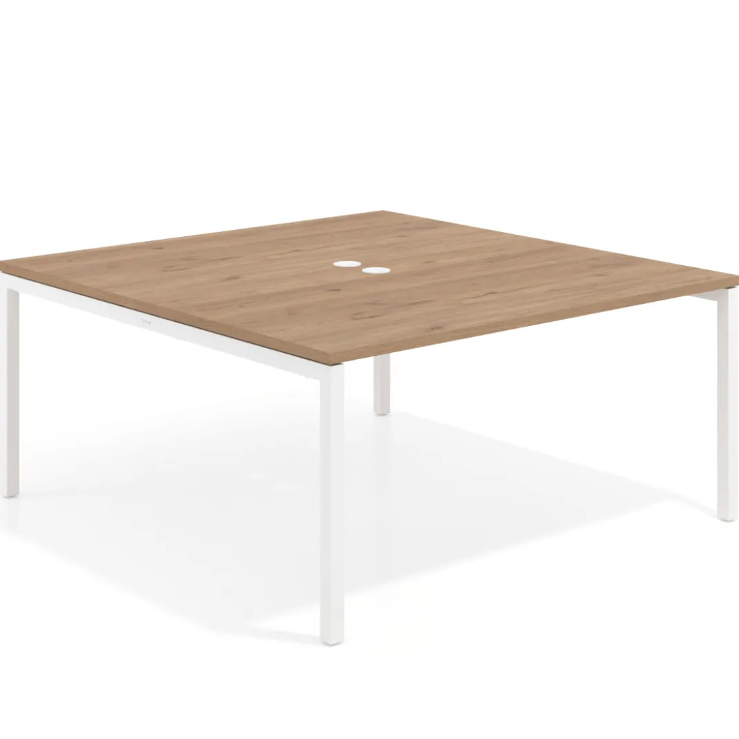 Mesa para coworking encimera continua fondo 166 cm estructura blanco