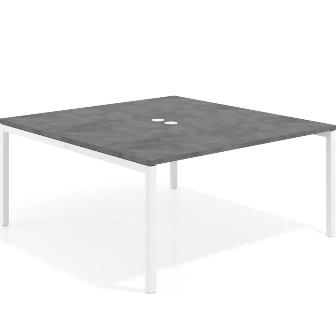 Mesa para coworking encimera continua fondo 166 cm estructura blanco