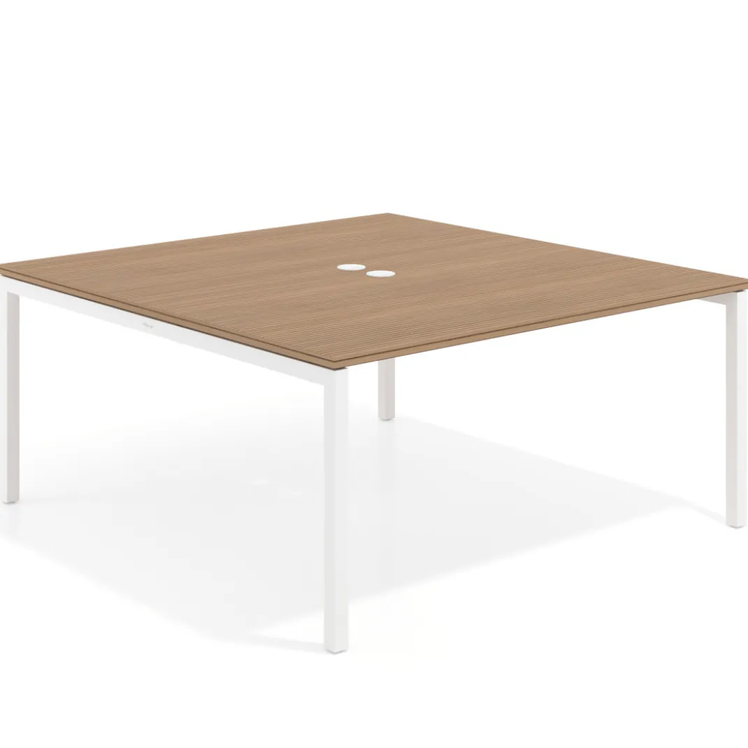 Mesa para coworking encimera continua fondo 166 cm estructura blanco