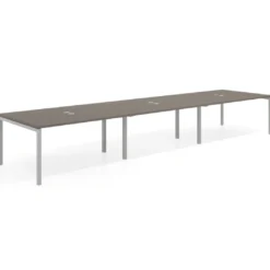 Mesa para coworking encimera continua triple Kube, fondo 126 cm, estructura aluminio