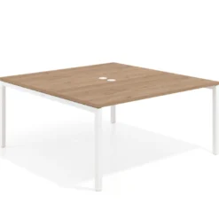 Mesa para coworking encimera continua fondo 166 cm estructura blanco