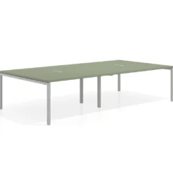 Mesa para coworking Kube doble, encimera continua fondo 166 cm, estructura aluminio