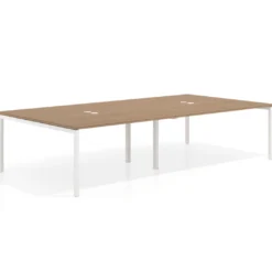 Mesa para coworking Kube doble, encimera continua fondo 166 cm, estructura blanca
