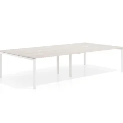 Mesa para coworking Kube doble, encimera continua fondo 166 cm, estructura blanca