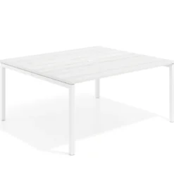 Mesa para reunión o trabajo, encimera continua fondo 142 cm estructura blanco