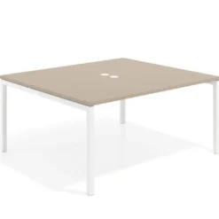 Mesa para reunión o trabajo, encimera continua fondo 142 cm estructura blanco