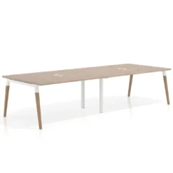 Mesa para reuniones Arki doble con fondo 126 cm, coworking, sobre recto