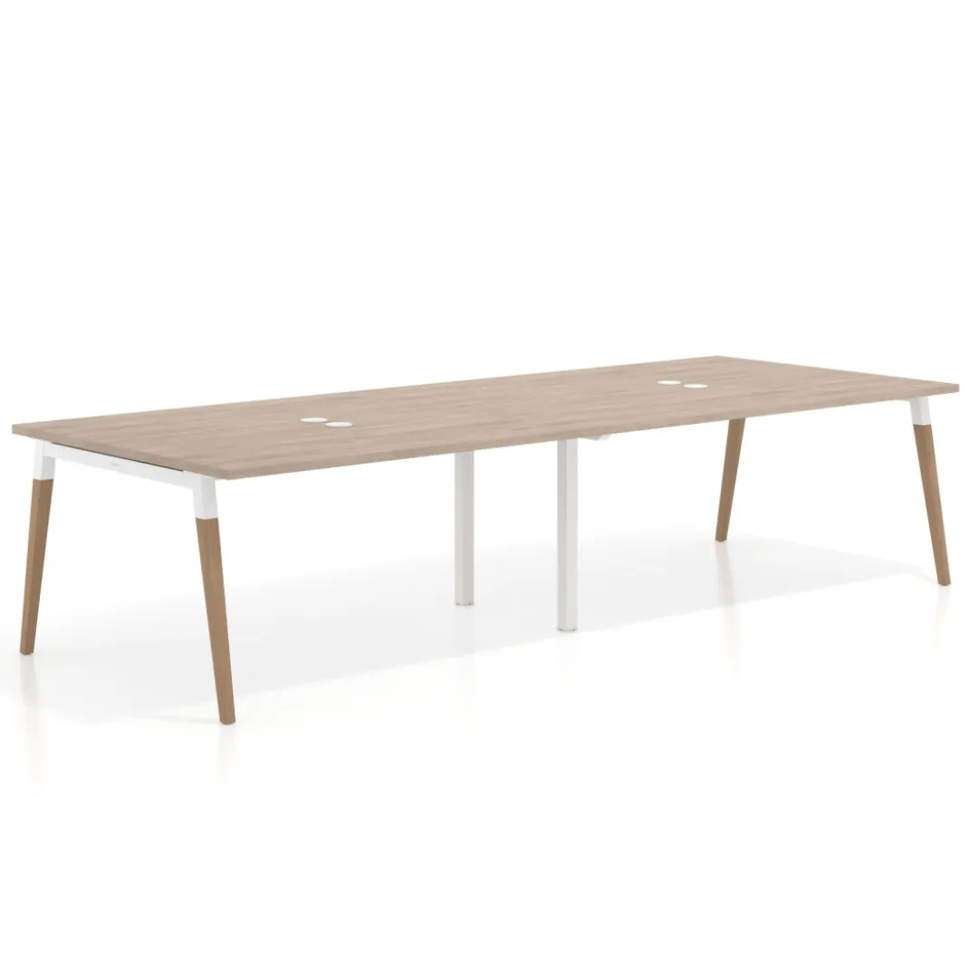 Mesa para reuniones Arki doble con fondo 126 cm, coworking, sobre recto